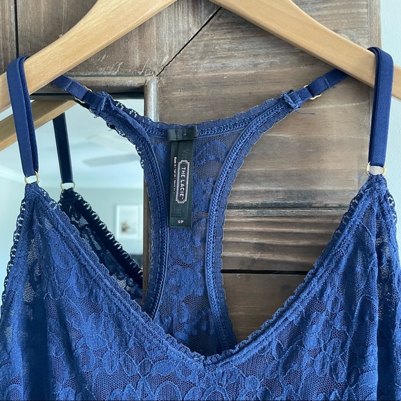 Victoria’s Secret The Lacie Navy Blue Racer Back Lace Slip - Picture 5 of 7